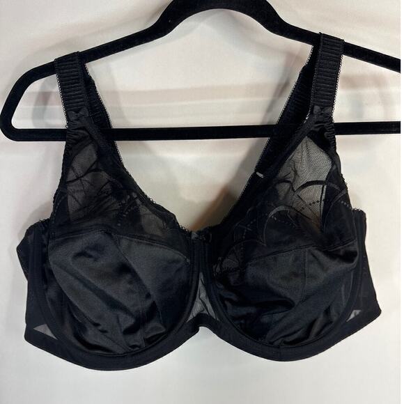 Elomi Cate Side Support Lace Unlined Unwired Bra 46DD Black - Picture 3 of 9